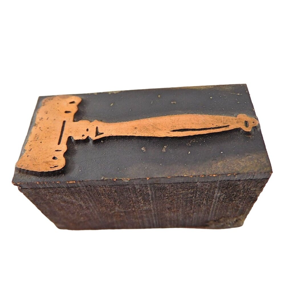 Vintage Gavel Copper Letterpress Printing Stamp Legal 1.5"